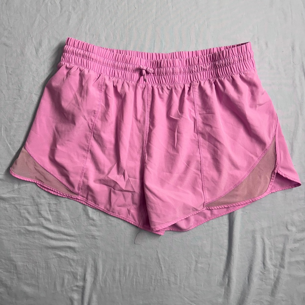 Athletic Works Pink Quick Dry Athletic Shorts Mesh Inset Drawstring Waist Size L